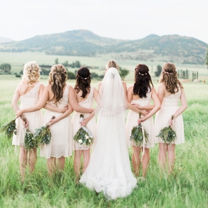 Bridesmaids in a row