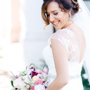 Bride with peony bouquet