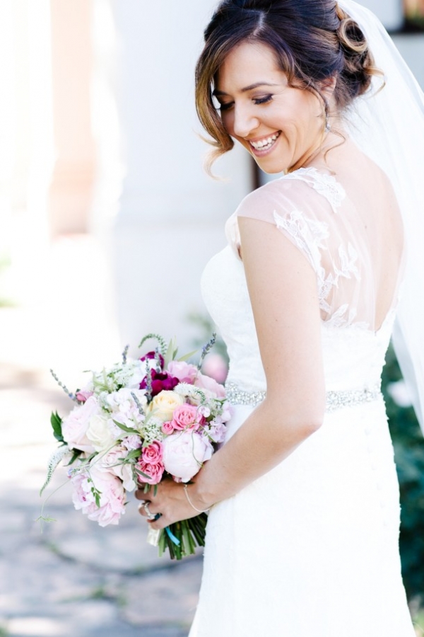 Bride with peony bouquet