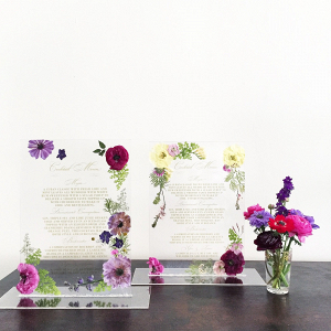 Clear Bar Menu with Pressed Flowers