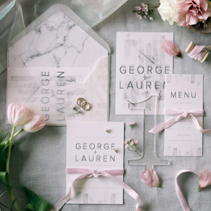 Modern Invitation with Transparent & Marble Elements