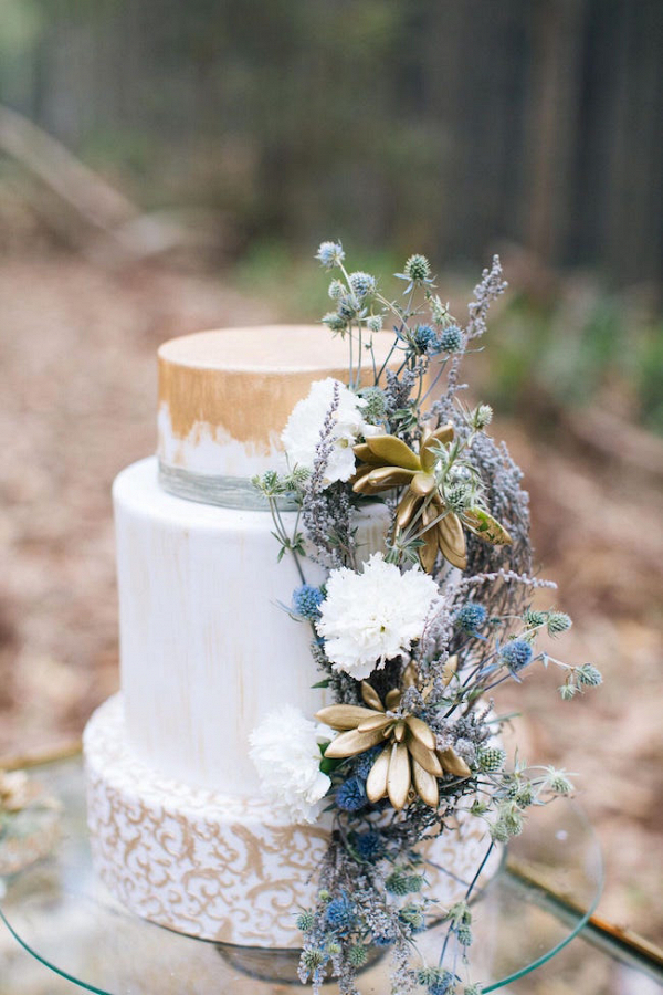 Wedding Cake with Matte Gold Detailing