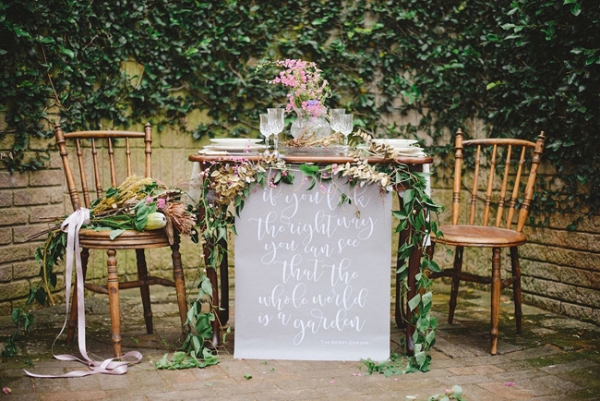 Sweetheart Table with Calligraphy Quote