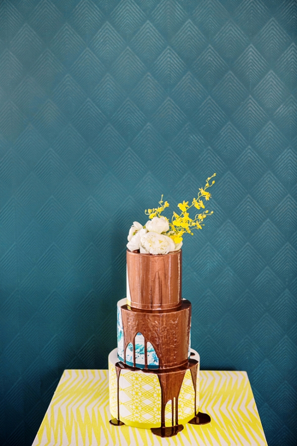 Copper Drip Wedding Cake