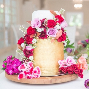 Metallic Cake with Floral Decoration