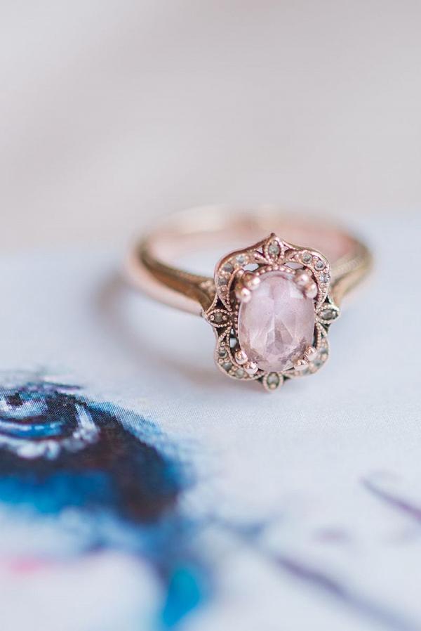 Pink Gem Antique Style Engagement Ring
