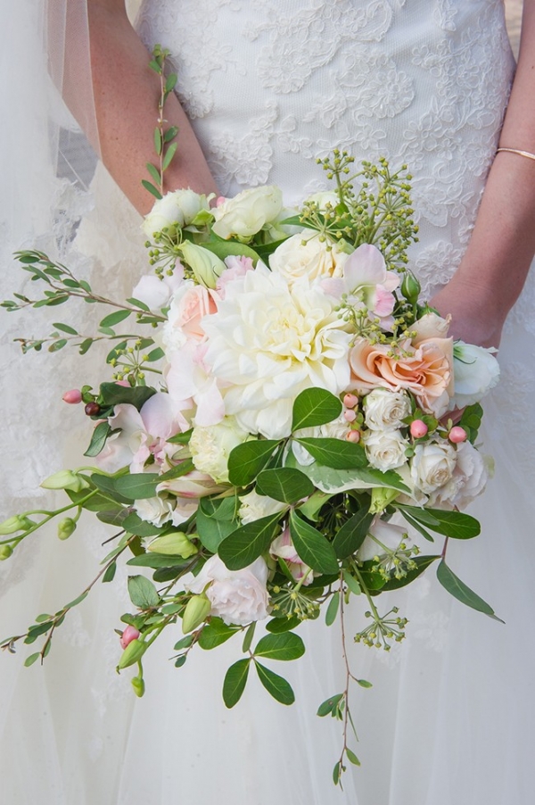 Blush and white wedding bouquet
