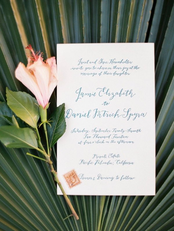 Tropical Calligraphy Wedding Invitation