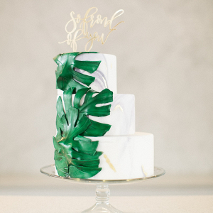 Tropical Greenery Marble Wedding Cake