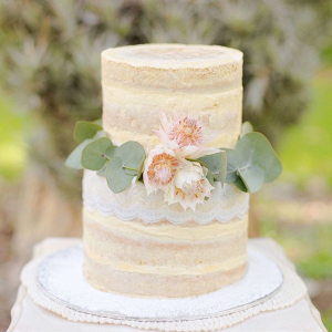 Semi Naked Cake with Blushing Bride Protea Decoration