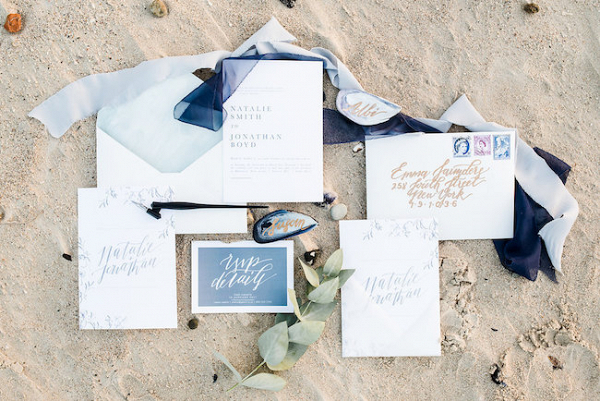 Calligraphy Invitation in Shades of Blue
