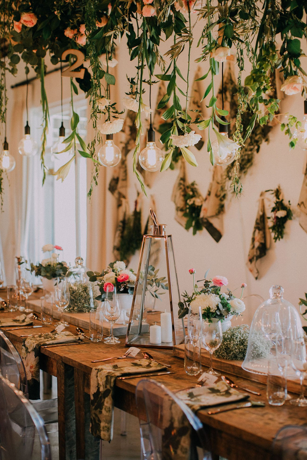 Rustic Table with Hanging Florals