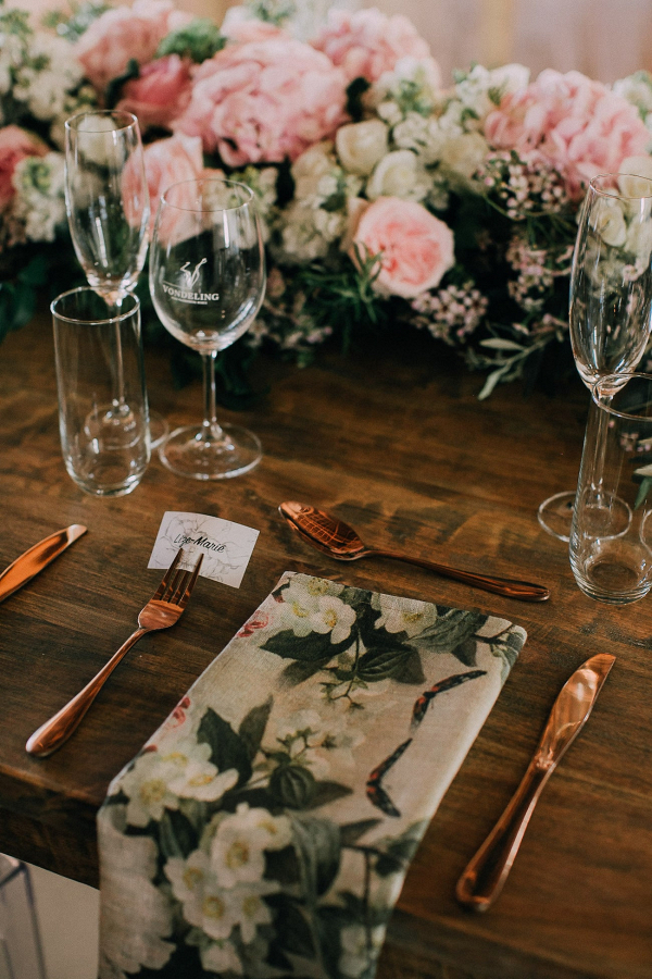Place Setting with Floral Print Napkin