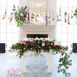 Sweetheart Table with Hanging Flowers