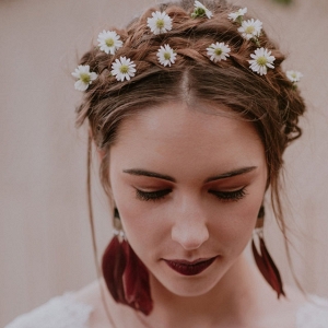 Boho Bride with Flowers in Hair