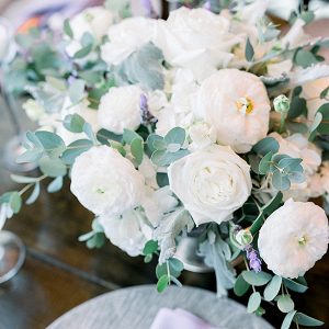 White and lavender floral centerpieces