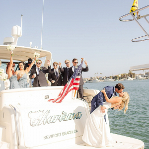 Wedding exit on yacht