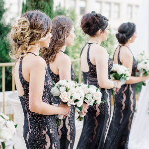 Black lace bridesmaid dresses