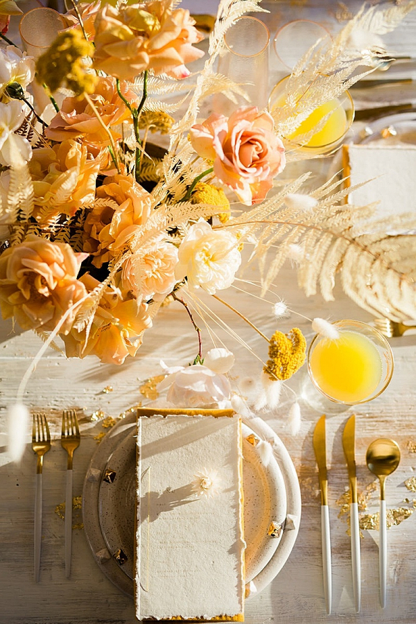 Gold and yellow wedding tablescape