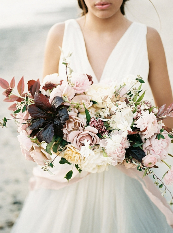 Soft blush and maroon bouquet