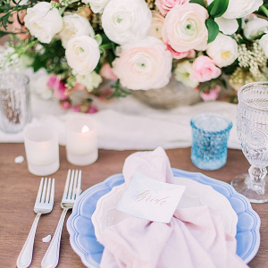 Romantic pink and blue place setting