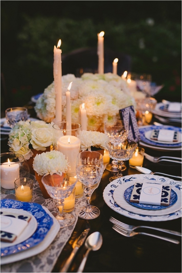 Romantic Spanish-Inspired Tablescape with Taper Candles and Votive Candles