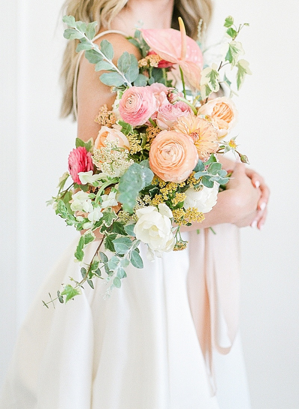 Peach and pink bridal bouquet