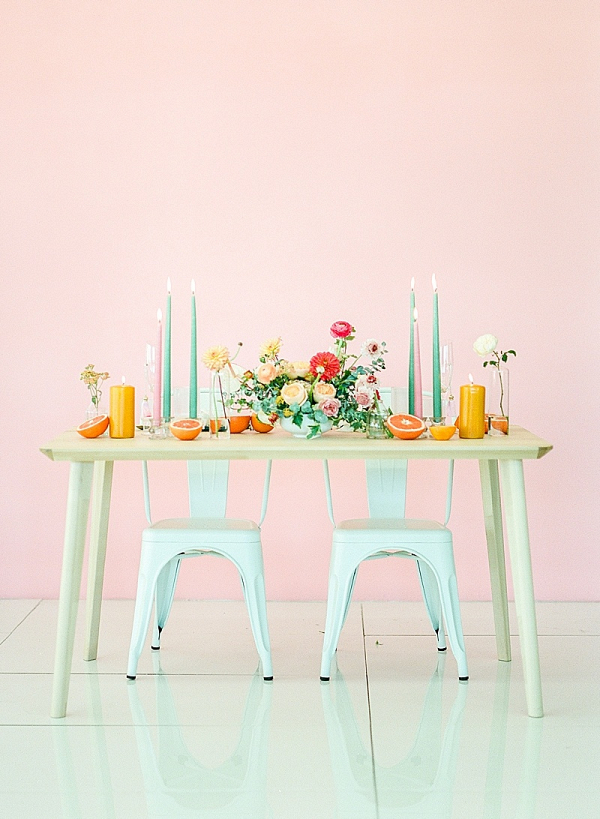 Colorful modern wedding table