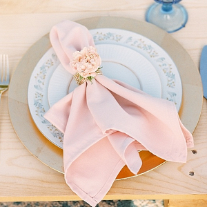 Pink and gold place setting