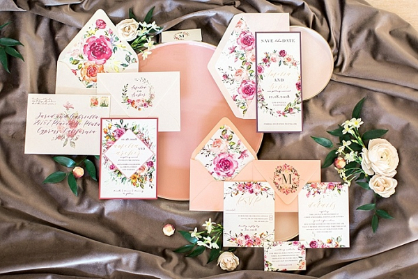 Floral print wedding invitation
