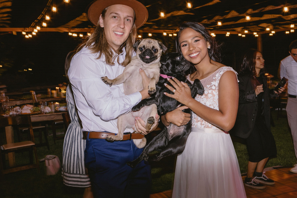 Pugs Couple Backyard Summer Wedding