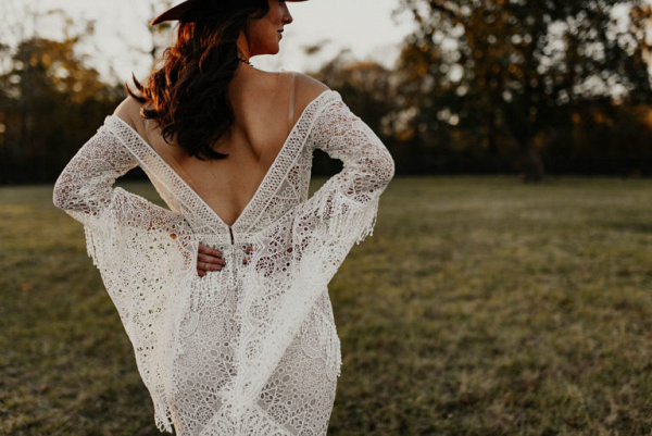 Backless white lace wedding dress