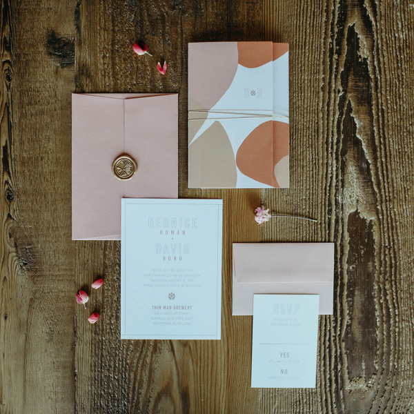 Blush pink wedding invitations