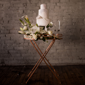 Industrial Wedding Wedding Cake Display Captured By Hannah Photography