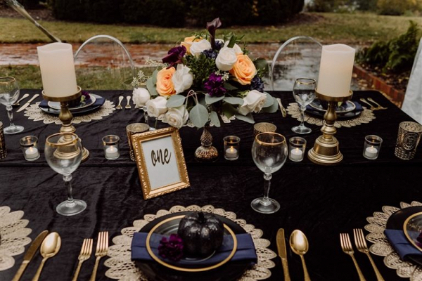 Black themed tablescapes