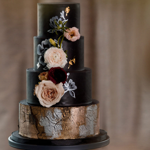 Black 4 tier wedding cake