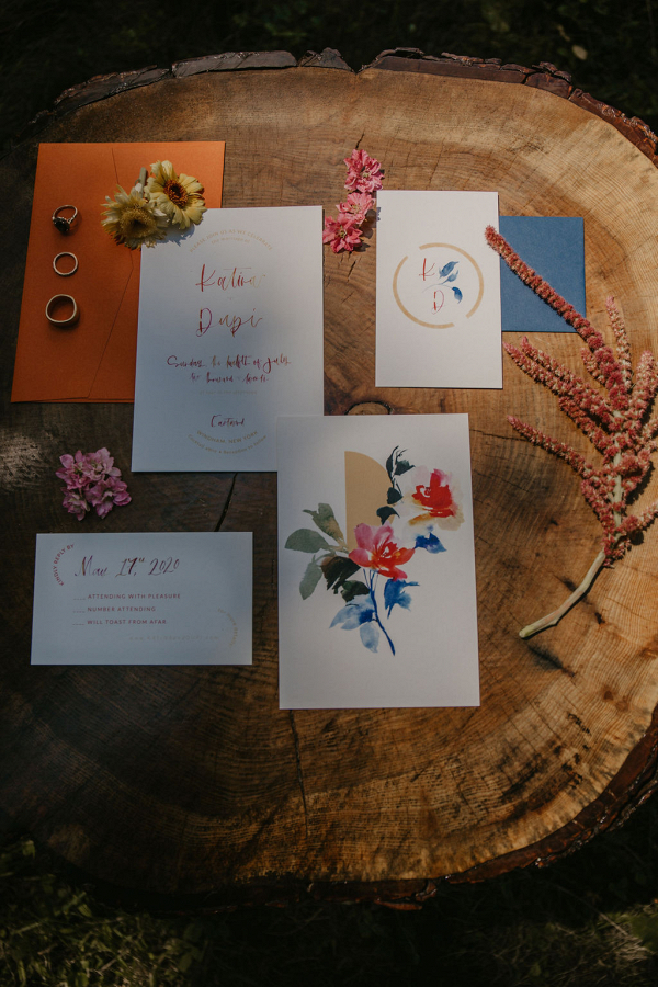 Handwritten colorful wedding invitations