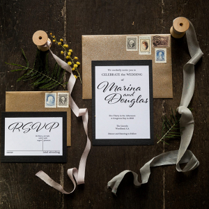 Wedding invitation with ribbons