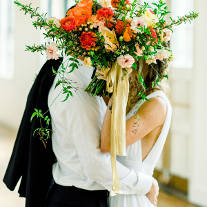 The bride, the groom and the bouquet