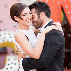 Retro Glam Engagement Style At Las Vegas Neon Museum KMH Photography