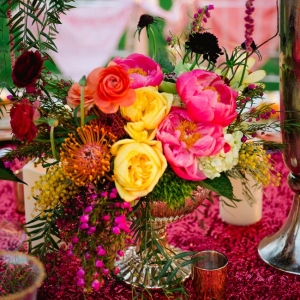 Bold Spring Color Palette In Low Centerpiece Glamourous Wedding Vanjad Photography