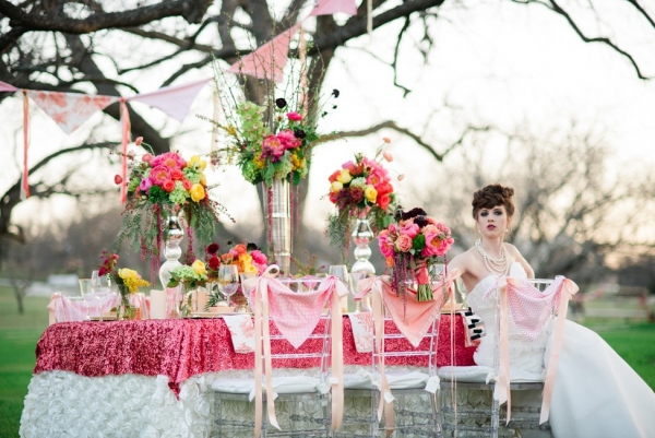 Pink Sequin Linen Driven Tablescape In A Bold Spring Color Palette Vanjad Photography