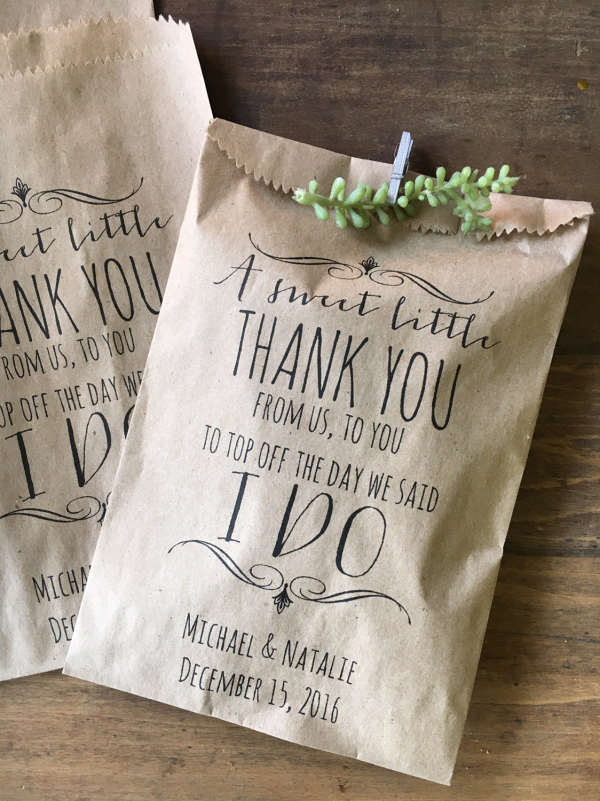 Kraft paper wedding favor thank-you bag