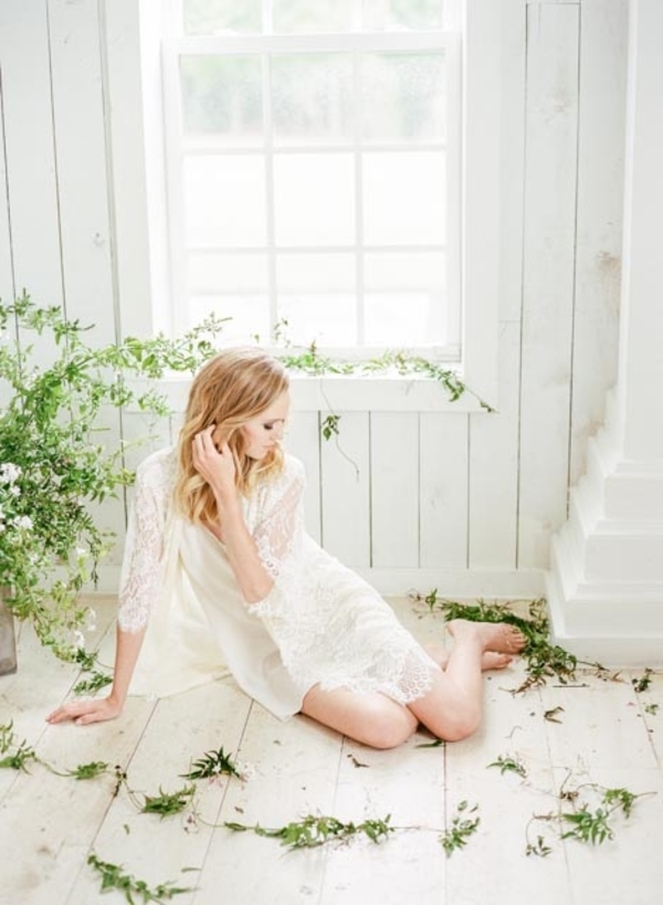 Greenery-filled bridal boudoir shoot