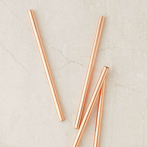 Set of 4 copper drinking straws
