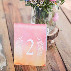 Free printable: ombre watercolor table numbers