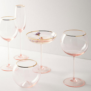Gilded Rim Blush Glassware
