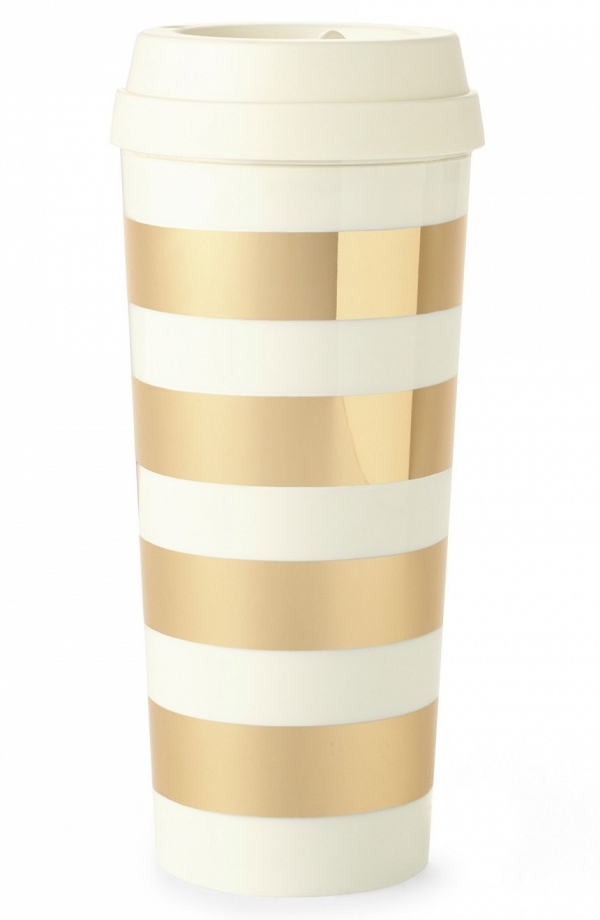 Gold striped thermal mug