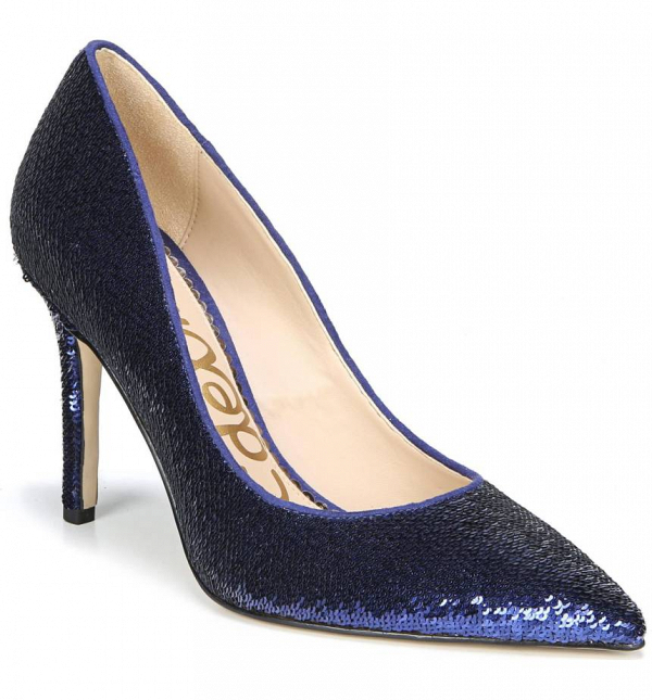 Sequined Blue Pointy-Toe Pumps