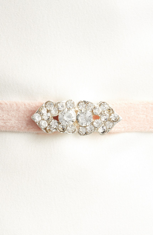 Velvet bridesmaid belt with crystal embellishments
